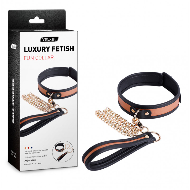 Ошейник с поводком Yeain Luxury Fetish Golden Black