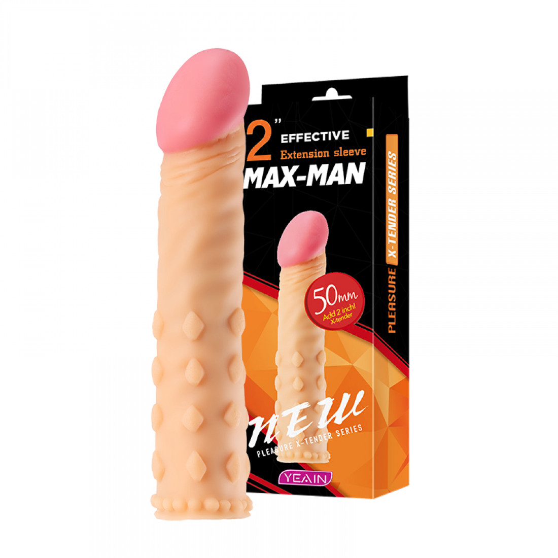 Удлиняющая насадка на член стимулирующая Yeain Max-Man Add 2 inch, 18 см