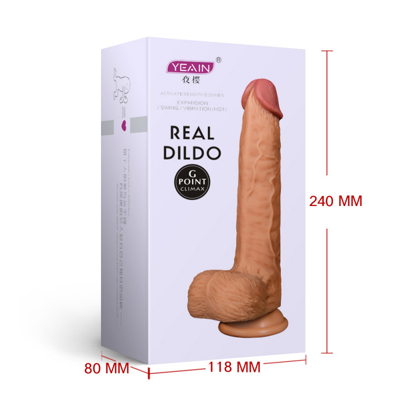 Реалистичный вибратор с ротацией и фрикциями с пультом ДУ и подогревом Real Dildo G, 21,5 см