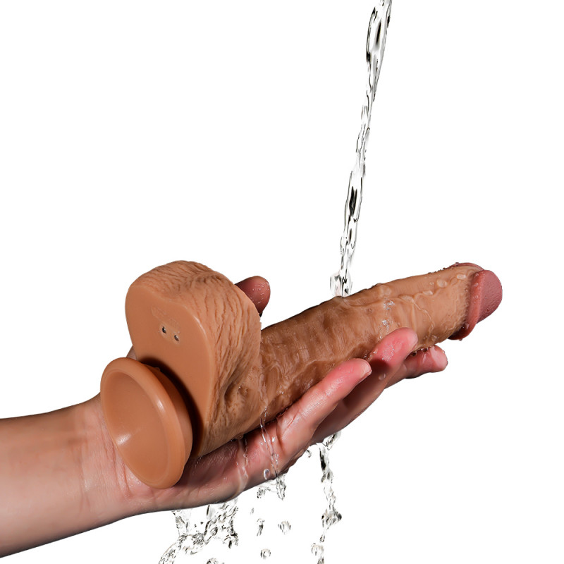 Реалистичный вибратор с ротацией и фрикциями с пультом ДУ и подогревом Real Dildo G, 21,5 см