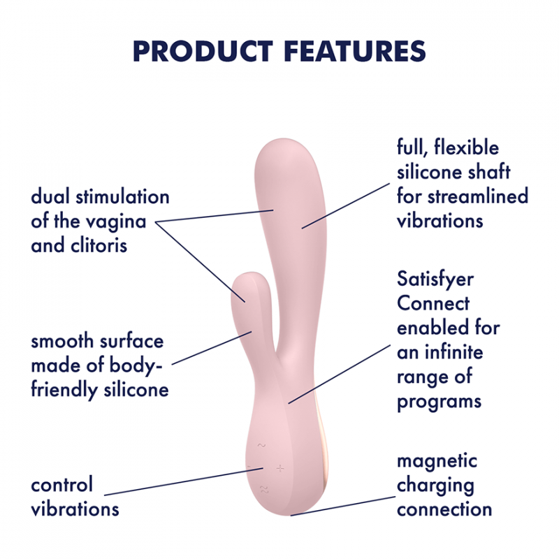 Вибратор кролик розовый управление через смартфон Satisfyer Mono Flex Connect App