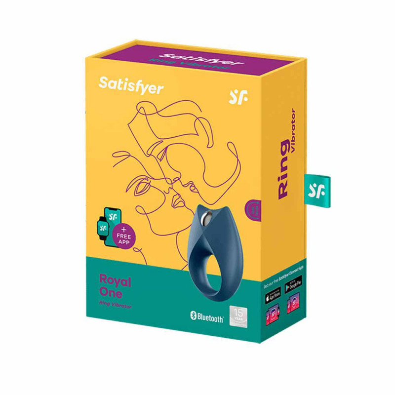 Эрекционное кольцо с вибрацией управление с телефона, синее Satisfyer Royal One