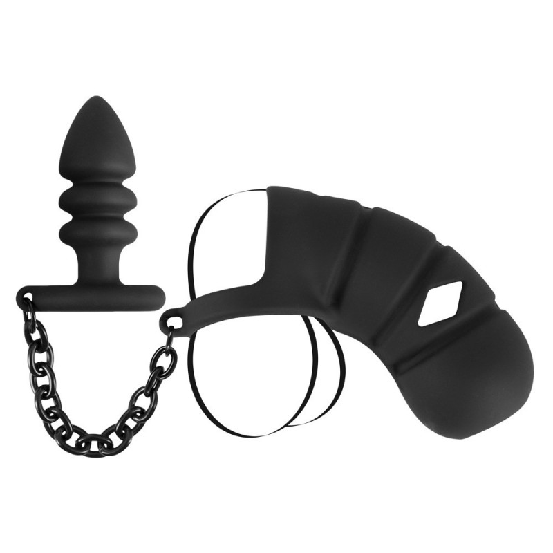 Пояс верности с анальной пробкой Black Velvets Cock