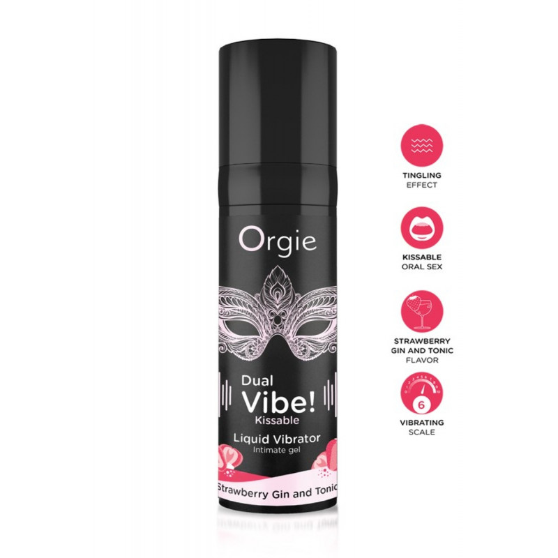Жидкий вибратор со вкусом клубники и джин тоника Orgie Dual Vibe! Kissable Liquid Vibrating Strawberry Gin And Tonic