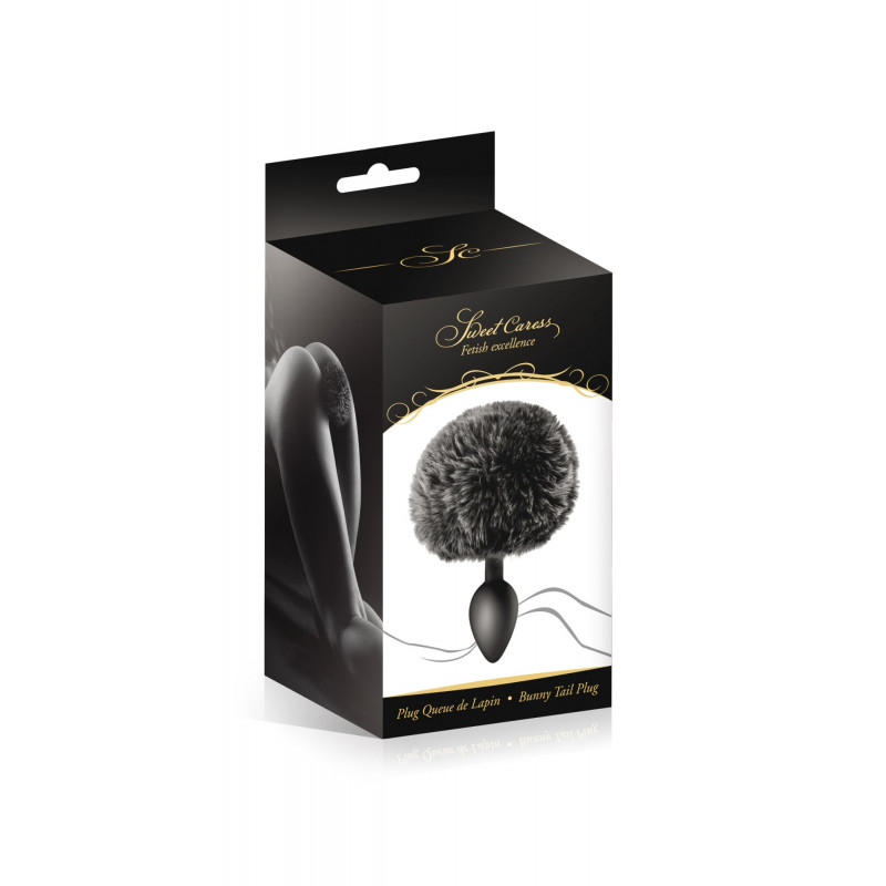 Анальная пробка заячий хвостик BLACK POMPOM ANAL PLUG