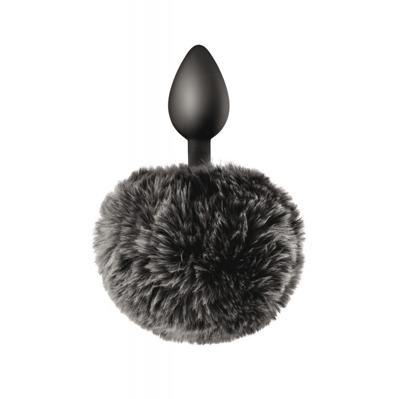 Анальная пробка заячий хвостик BLACK POMPOM ANAL PLUG