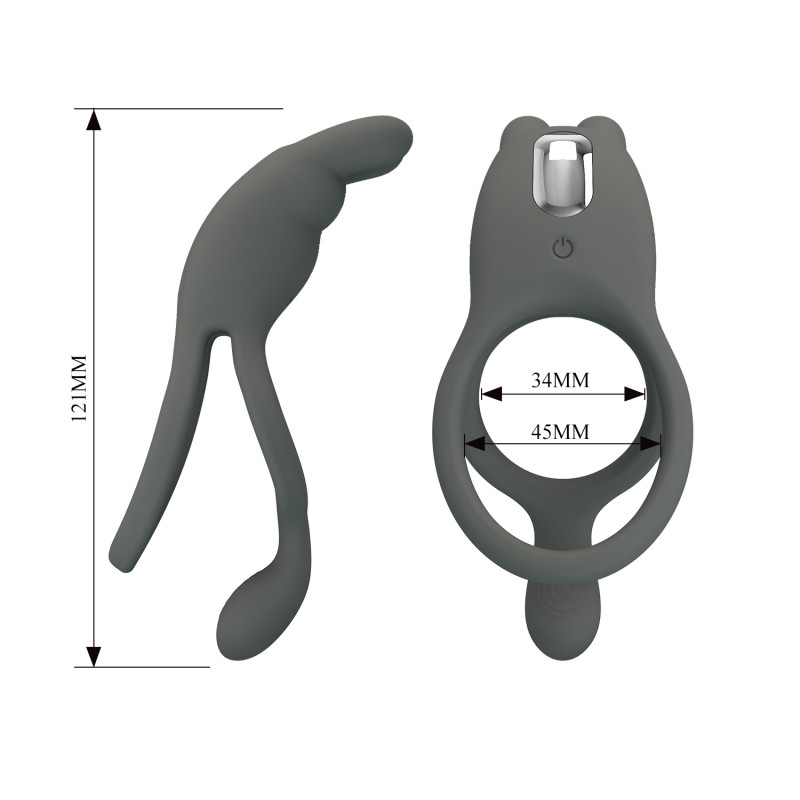 Двойное эрекционное кольцо с вибрацией Master RIng Grey