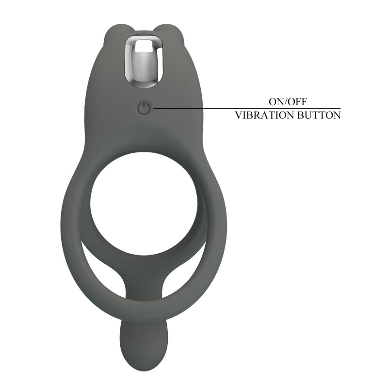 Двойное эрекционное кольцо с вибрацией Master RIng Grey