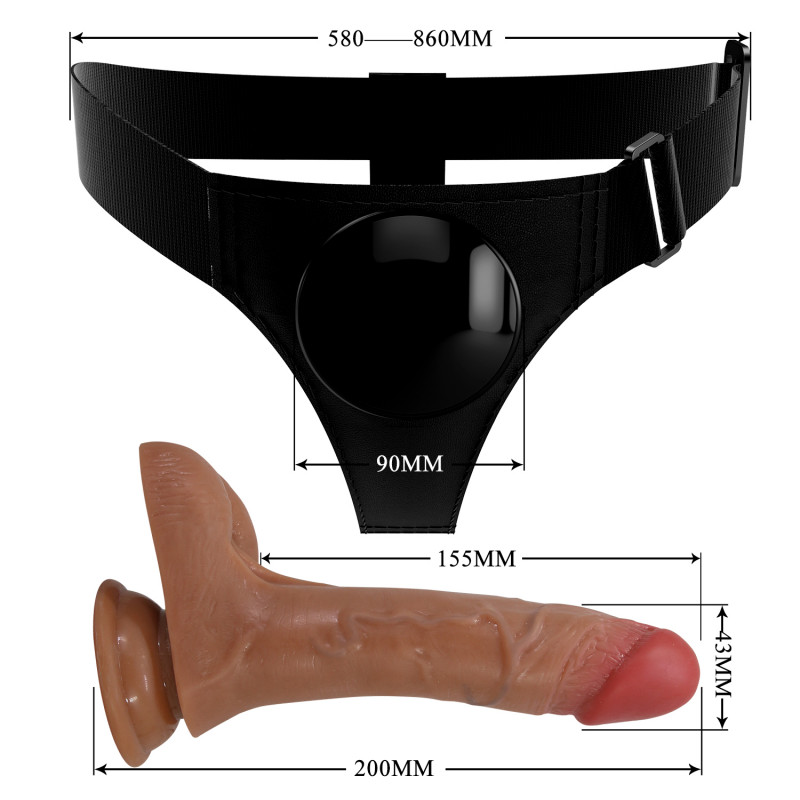 Вибро-страпон кончающий Harness Briefs Oher, 20 см
