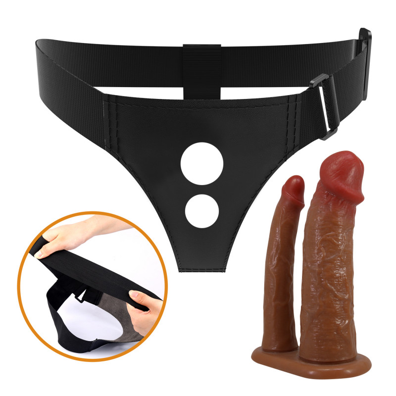 Фаллопротез двойной Harness Briefs Keaven, 17,5 см
