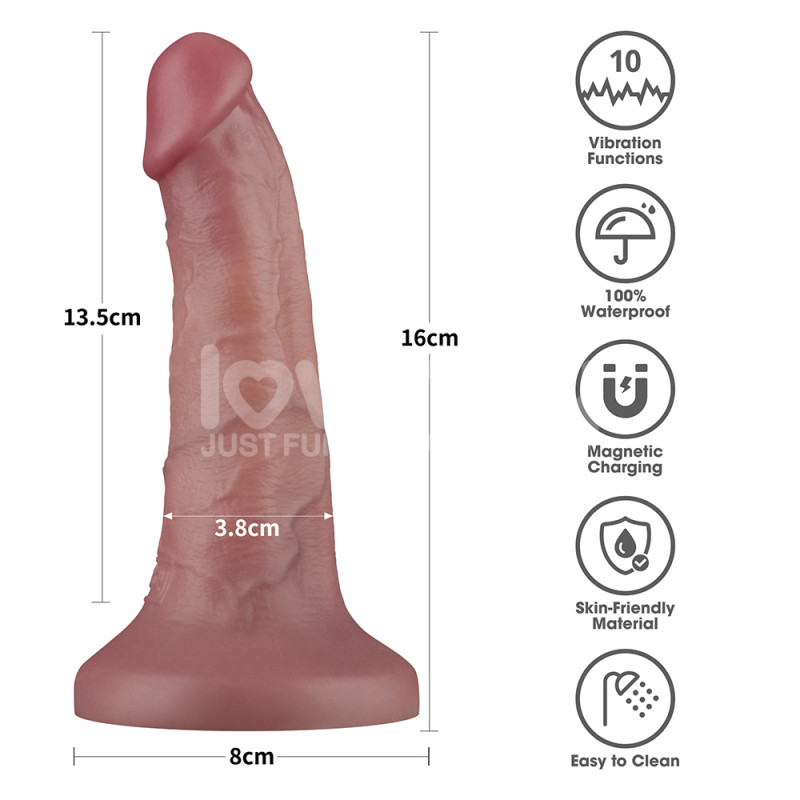 Фаллоимитатор с вибрацией Love Toy 6 Vibrating Dual Density Power Cock, 16 см