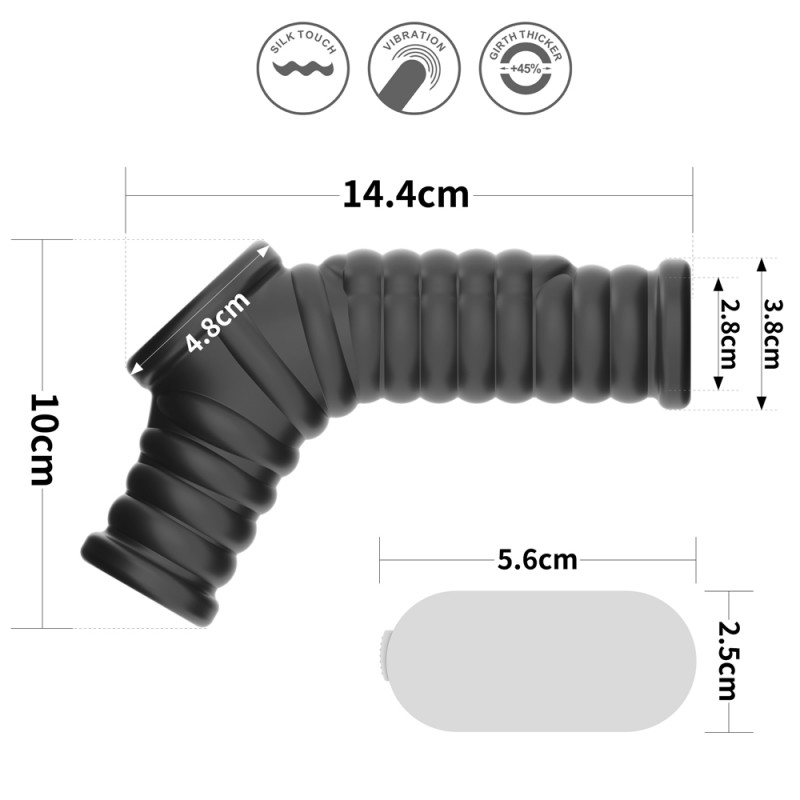 Эрекционный рукав с вибрацией Vibrating Wave Knights Ring with Scrotum Sleeve Black