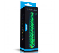 Стеклянный фаллоимитатор светящийся в темноте Glow-in-the-dark Twilight Gleam Glass Dildo-Slim Fantasy