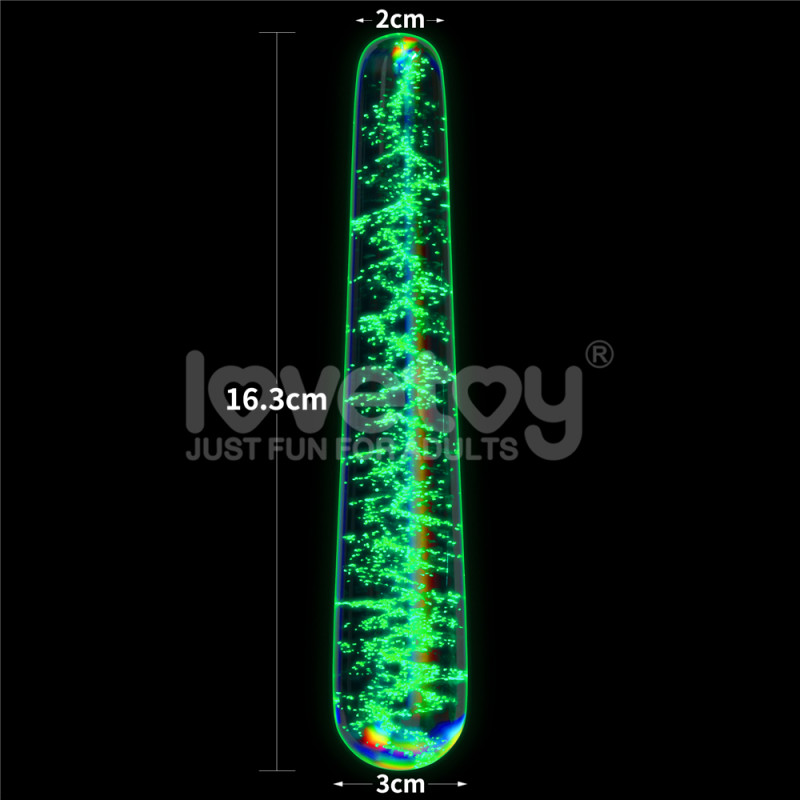 Стеклянный фаллоимитатор светящийся в темноте Glow-in-the-dark Twilight Gleam Glass Dildo-Slim Fantasy