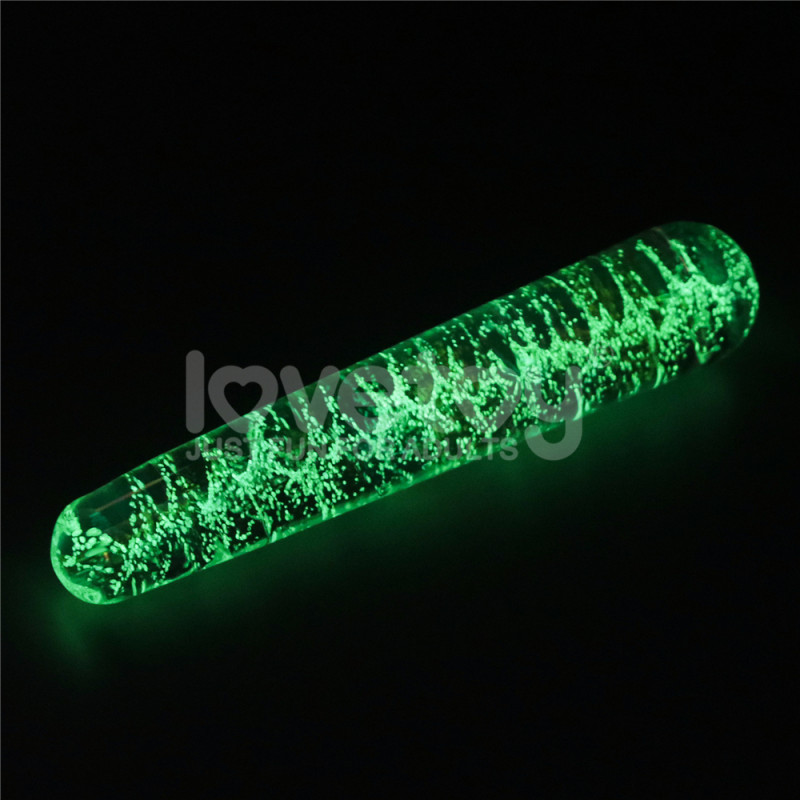 Стеклянный фаллоимитатор светящийся в темноте Glow-in-the-dark Twilight Gleam Glass Dildo-Slim Fantasy