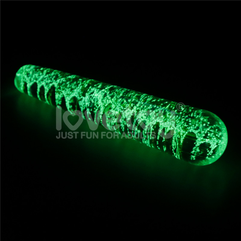 Стеклянный фаллоимитатор светящийся в темноте Glow-in-the-dark Twilight Gleam Glass Dildo-Slim Fantasy