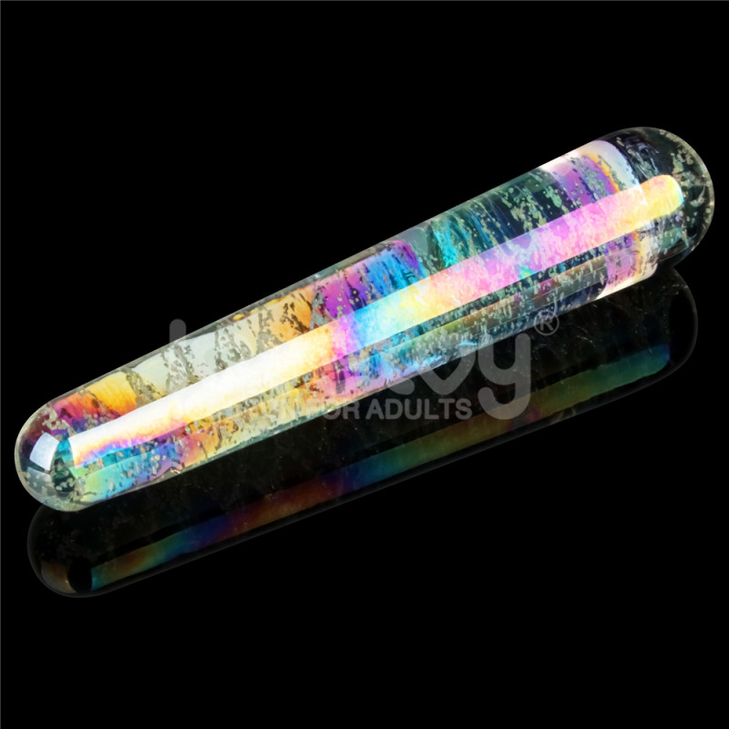 Стеклянный фаллоимитатор светящийся в темноте Glow-in-the-dark Twilight Gleam Glass Dildo-Slim Fantasy
