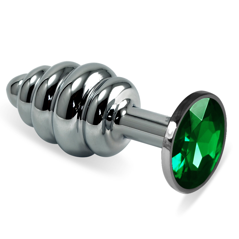 Металлическая анальная пробка спираль Love Toy Rosebud Spiral Metal Plug Green
