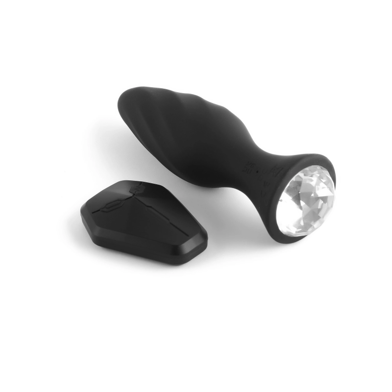 Анальная вибро-пробка со стразой с пультом ДУ Fervent Remote Control Vibrating Silicone Butt Plug