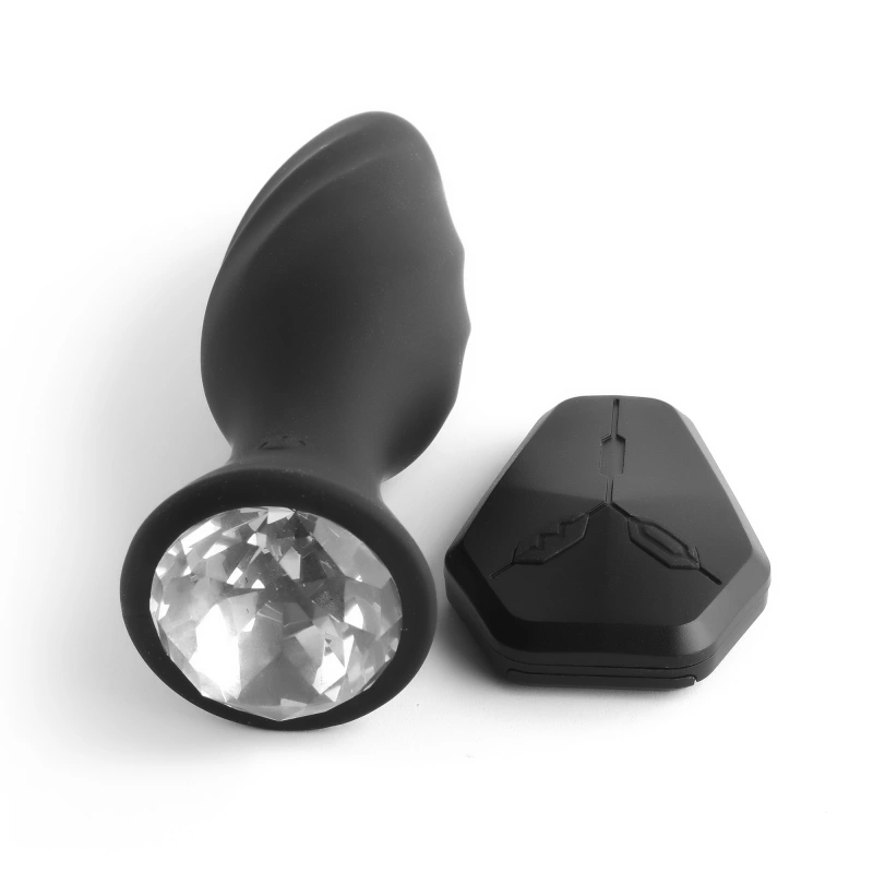 Анальная вибро-пробка со стразой с пультом ДУ Fervent Remote Control Vibrating Silicone Butt Plug