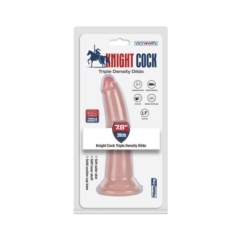 Реалистичный фаллоимитатор 7.8" Knight Cock 3D Triple Density Dildo, 20 см
