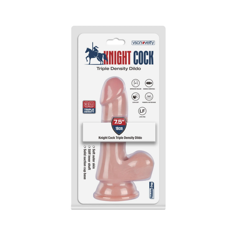 Реалистичный фаллоимитатор 7.5" Knight Cock 3D Triple Density Dildo, 19 см