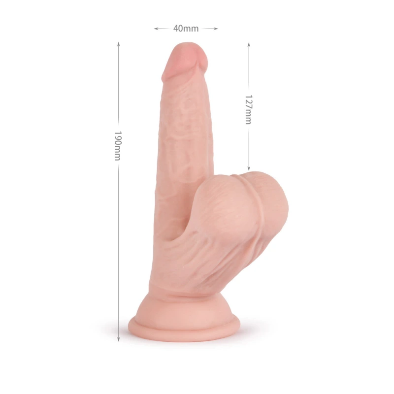 Реалистичный фаллоимитатор с подвижной мошонкой 7.5" Knight Cock 3D Triple Density Dildo with Swinging Balls, 19 см