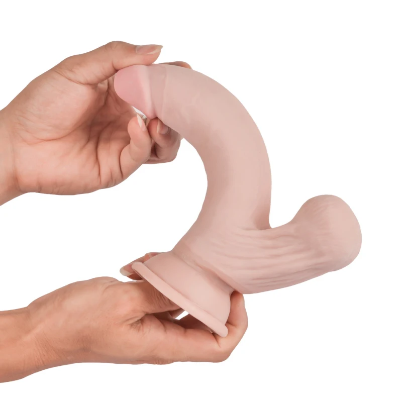 Реалистичный фаллоимитатор с подвижной мошонкой 8.5" Knight Cock 3D Triple Density Dildo with Swinging Balls, 21,5 см