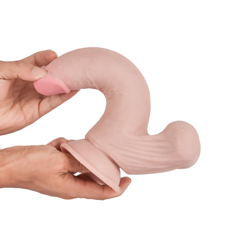 Реалистичный фаллоимитатор с подвижной мошонкой 9" Knight Cock 3D Triple Density Dildo with Swinging Balls, 23 см
