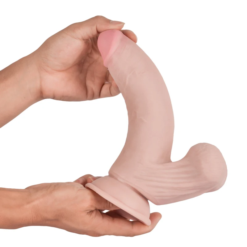 Реалистичный фаллоимитатор с подвижной мошонкой 9" Knight Cock 3D Triple Density Dildo with Swinging Balls, 23 см