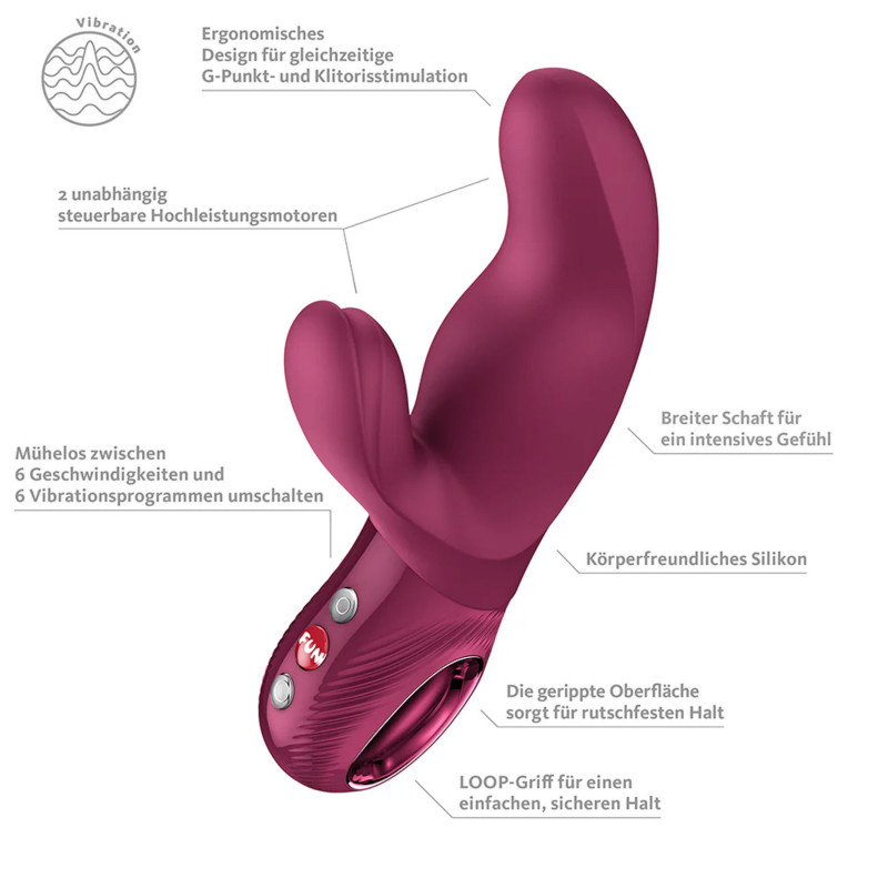 Вибратор кролик розовый Fun Factory - Miss Bi Wine Red
