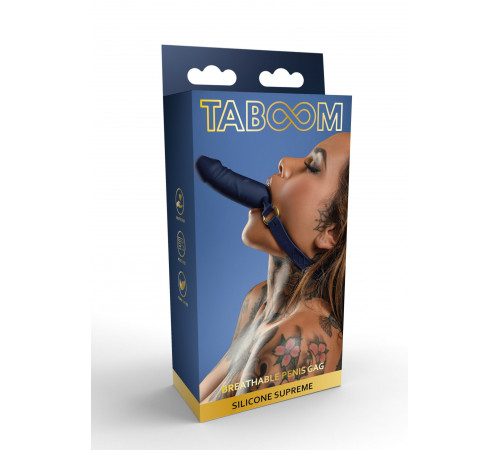 Силиконовый кляп с членом Taboom Silicone Breathable Penis Gag Blue