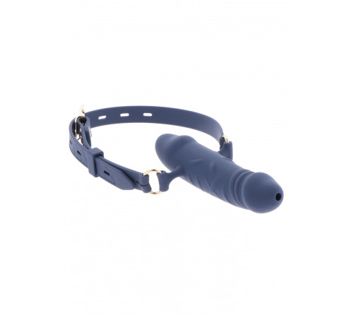 Силиконовый кляп с членом Taboom Silicone Breathable Penis Gag Blue