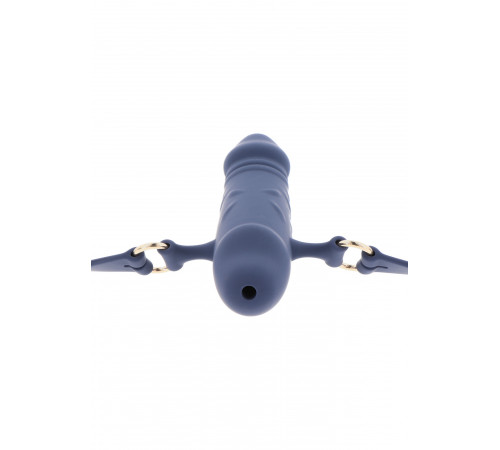 Силиконовый кляп с членом Taboom Silicone Breathable Penis Gag Blue