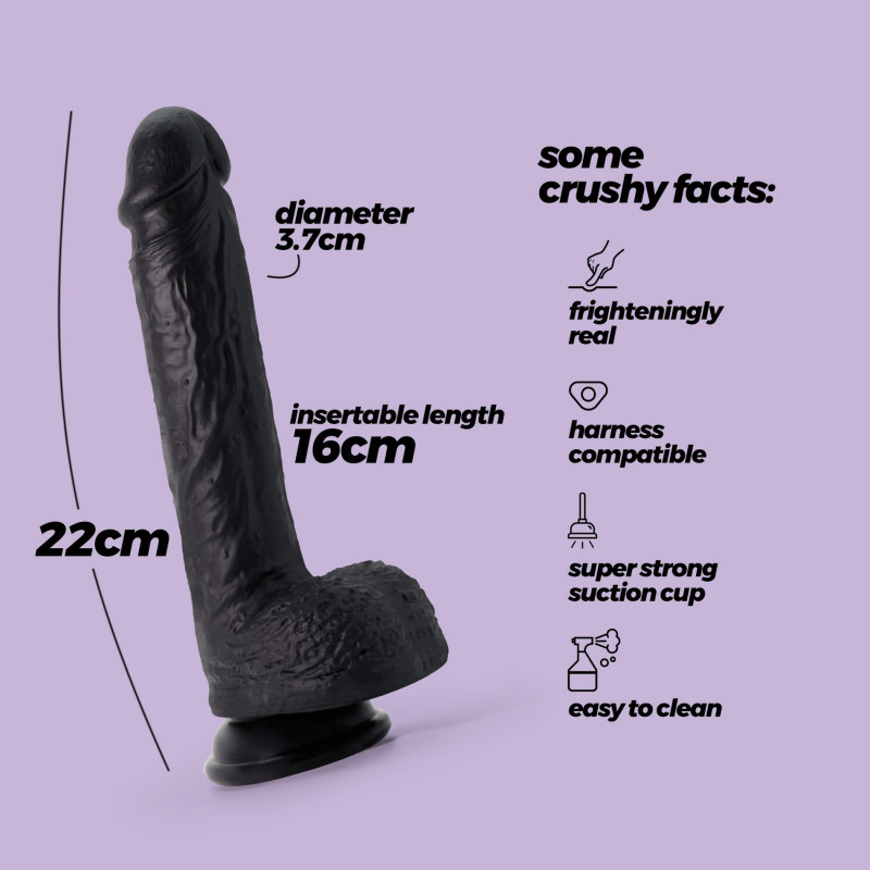Фаллоимитатор черный CRUSHIOUS INVIKTUS 8 LIQUID SILICONE DILDO BLACK, 22 см