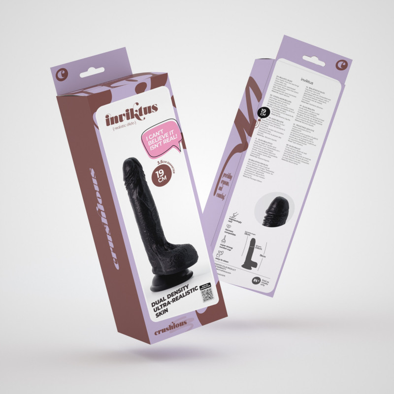 Фаллоимитатор черный CRUSHIOUS INVIKTUS 7 LIQUID SILICONE DILDO BLACK, 19 см