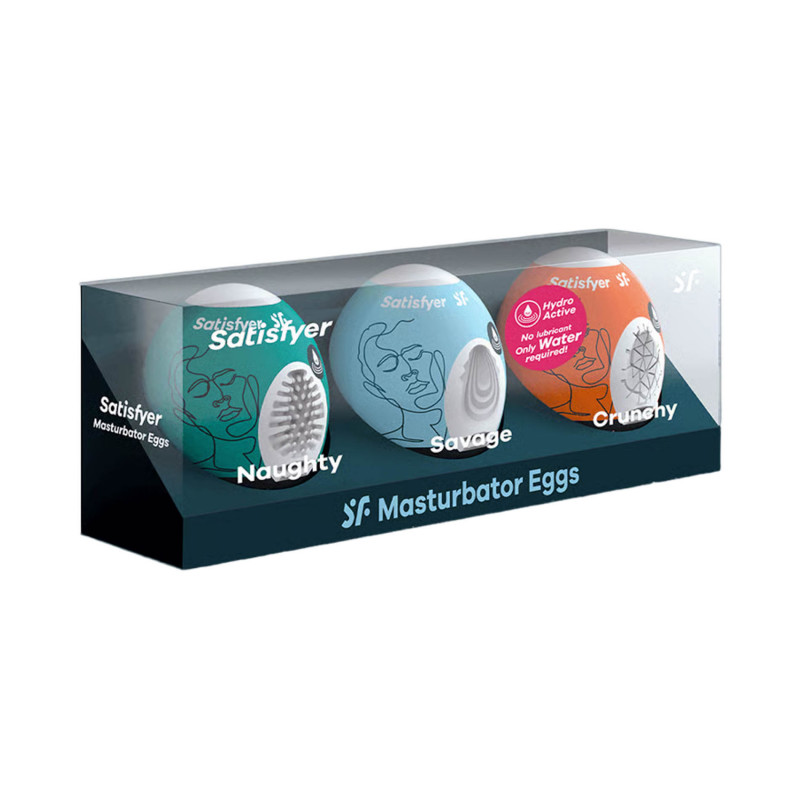 Набор мастурбационных яиц из 3 шт Satisfyer Masturbator-Eggs (set of 3) (Naughty, Savage, Crunchy)