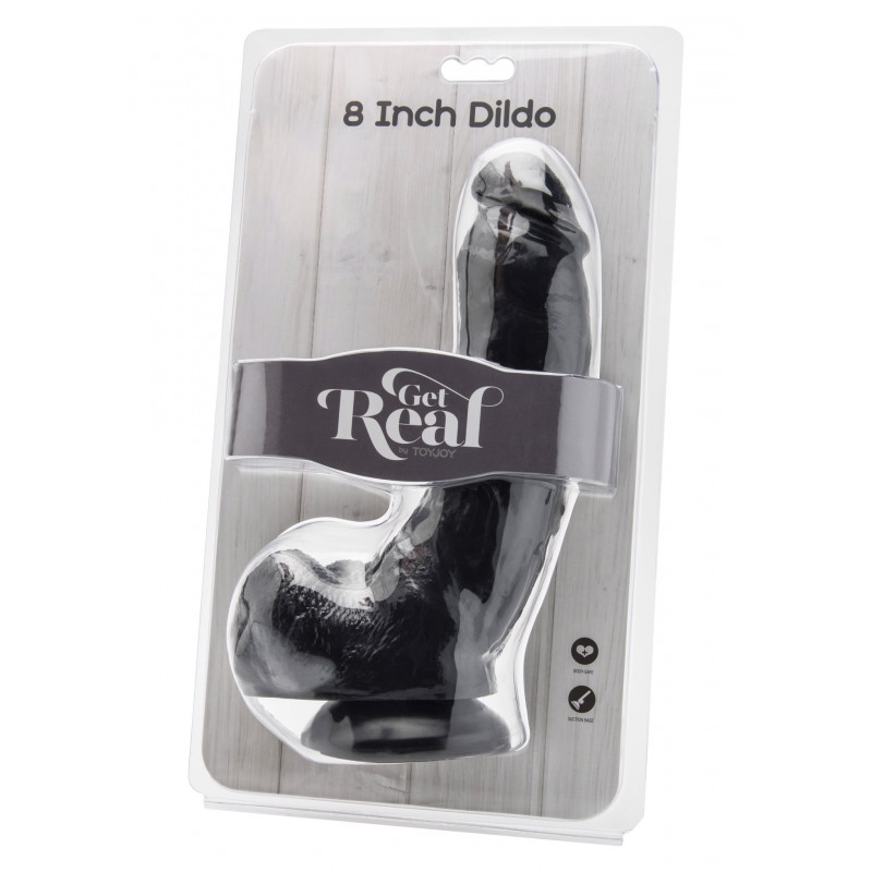 Реалистичный фаллоимитатор черный ToyJoy Dildo 8 inch with Balls Black, 20,5 см
