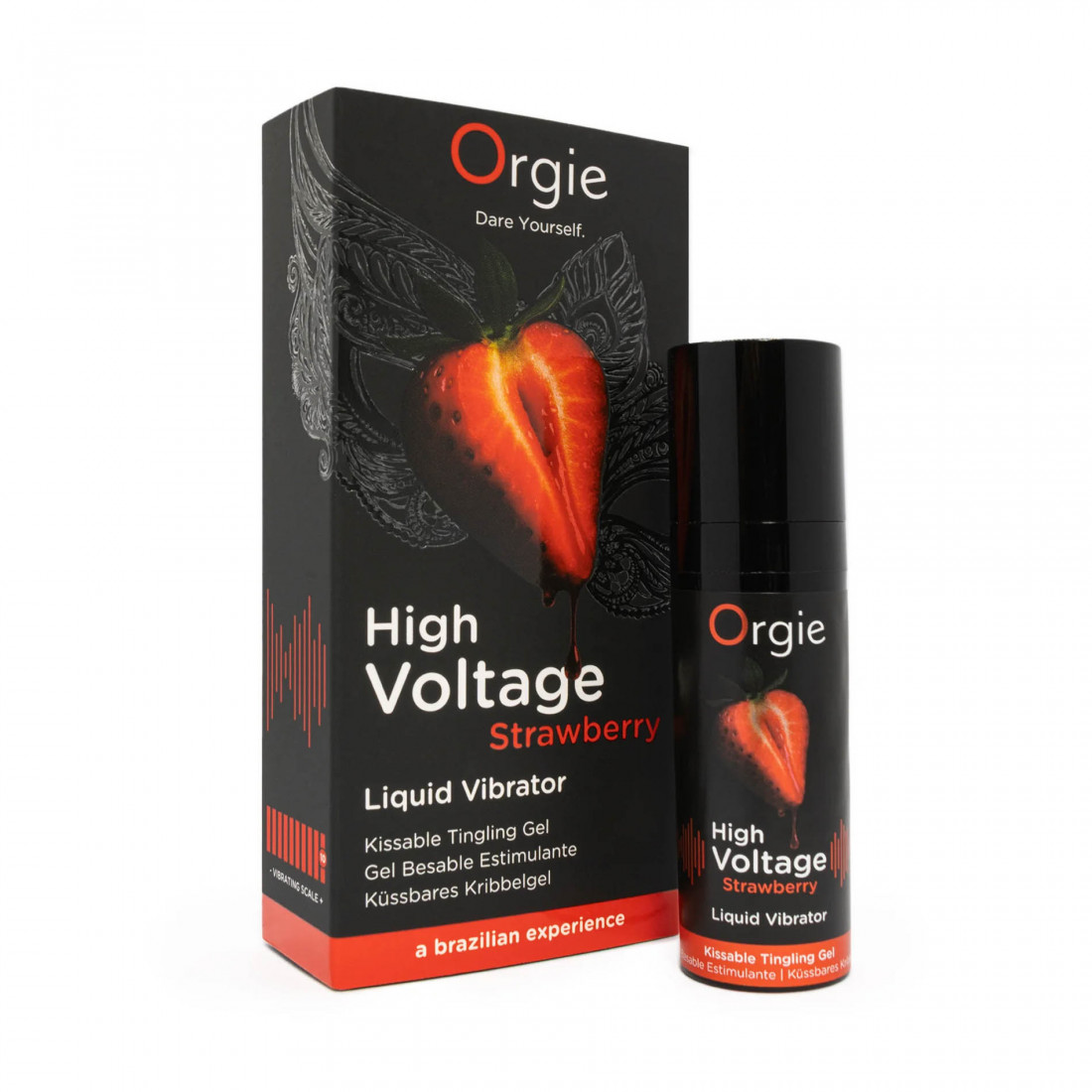 Жидкий вибратор с усиленным эффектом со вкусом клубники Orgie High Voltage Strawberry, 15 мл