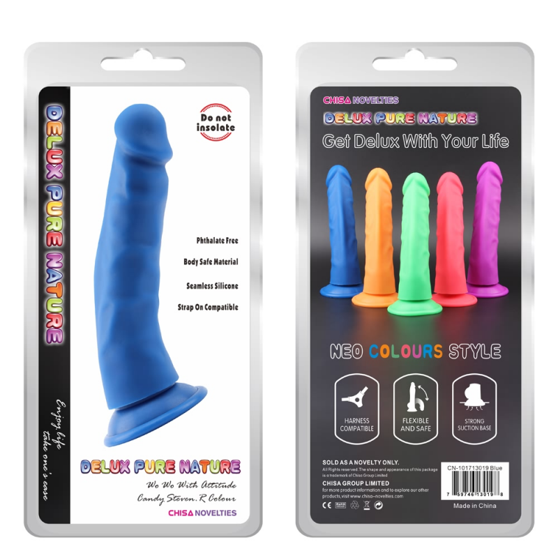 Реалистичный фаллоимитатор синий Delux Pure Nature Steven.R-Blue, 22,5 см