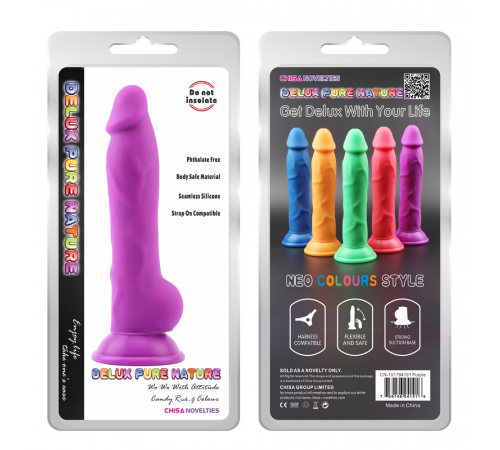 Реалистичный фаллоимитатор фиолетовый Delux Pure Nature Rick.G - Purple, 22,7 см
