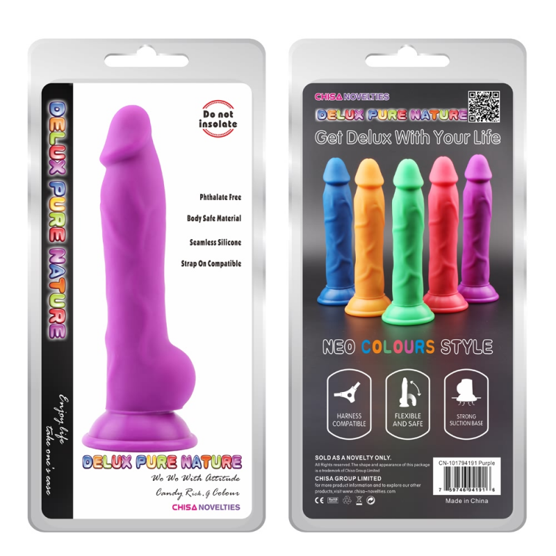 Реалистичный фаллоимитатор фиолетовый Delux Pure Nature Rick.G - Purple, 22,7 см