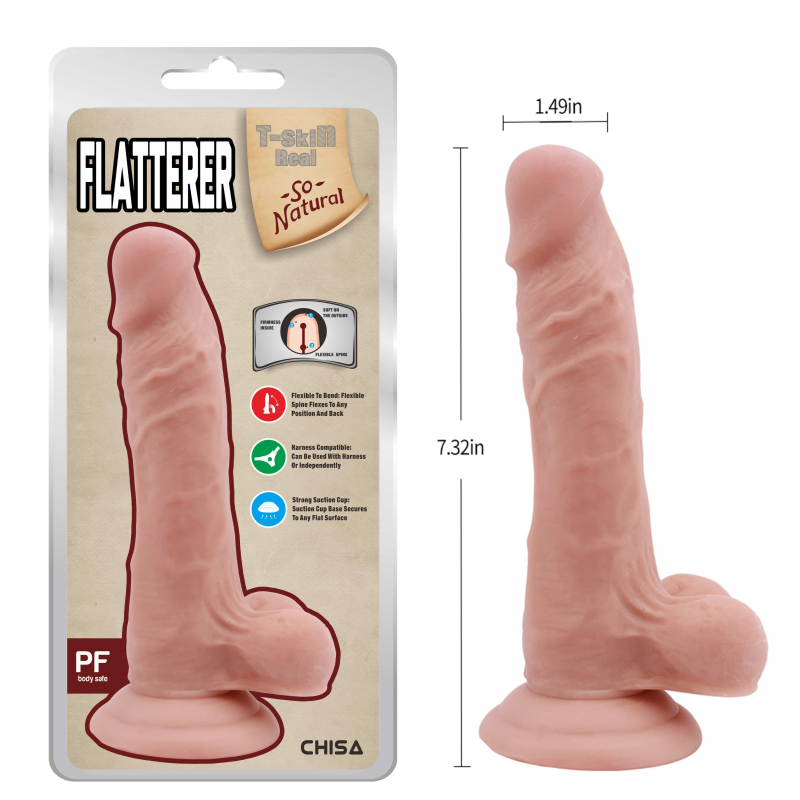 Реалистичный фаллоимитатор T-skin ReaL Flatterer, 18,6 см