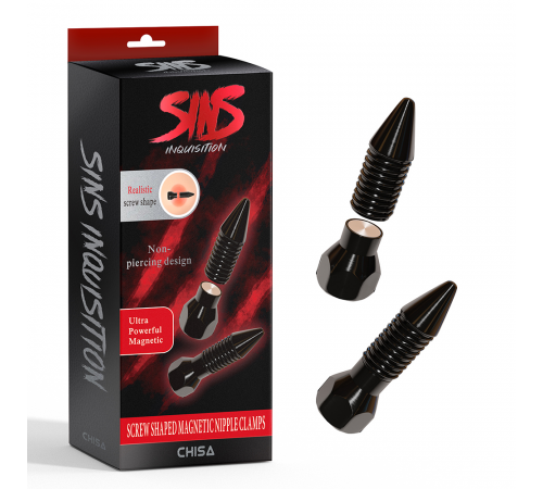 Зажимы на соски на магните Sins Inquisition Screw Shaped Magnetic Nipple Clamps