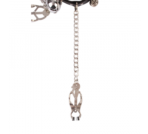 Ошейник с зажимами для сосков Sins Inquisition Master Control Collar with Nipple Clamps