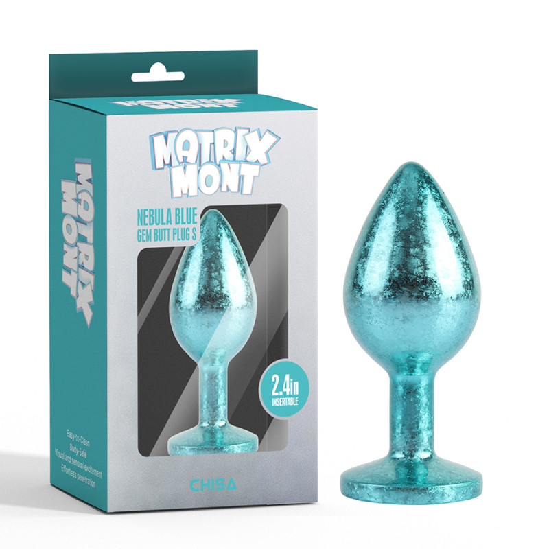 Анальная пробка со стразой размер S MATRIX MONT Nebula Blue Gem Butt Plug