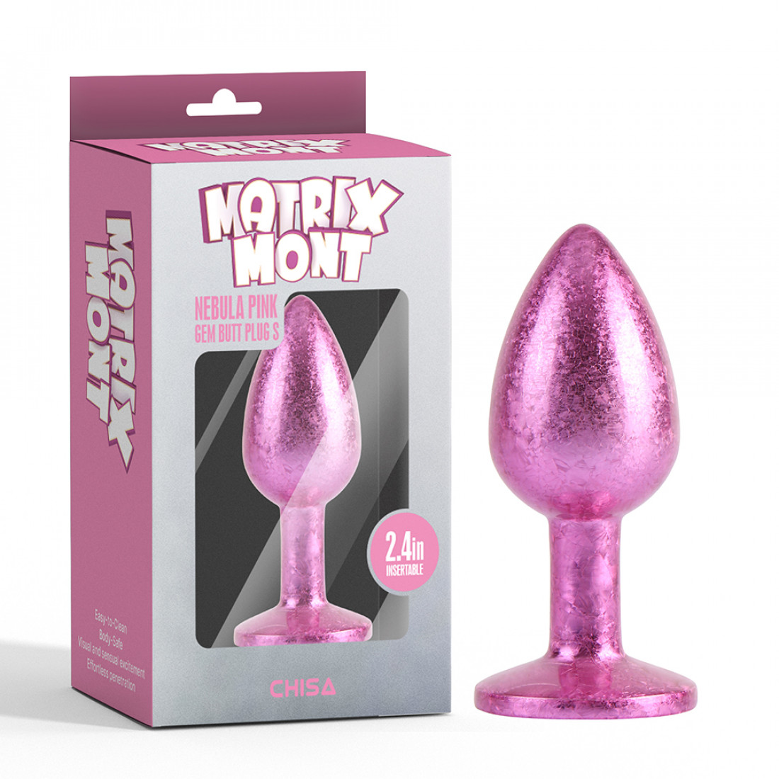 Анальная пробка со стразой размер S MATRIX MONT Nebula Pink Gem Butt Plug