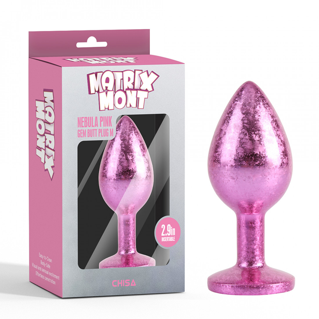 Анальная пробка со стразой размер M MATRIX MONTNebula Pink Gem Butt Plug