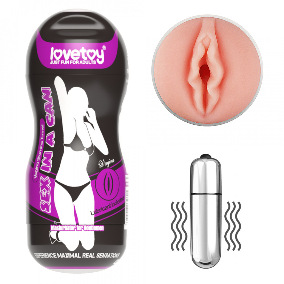 Мастурбатор вагина с вибрацией LoveToy Sex In A Can Vagina Stamina Tunnel