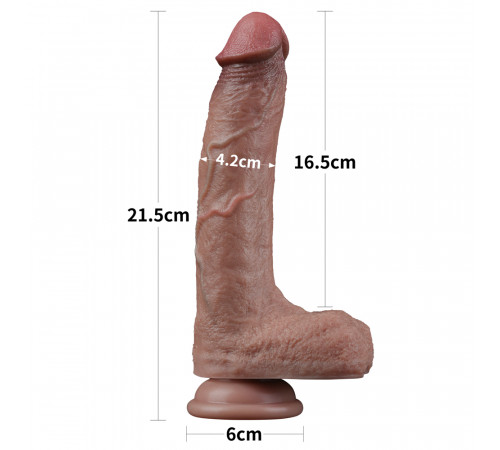 Реалистичный фаллоимитатор LoveToy 8.5'' Dual Layered Silicone Cock, 21,5 см